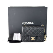 Chanel Classic Flap Mini Square Bag Black with Ball